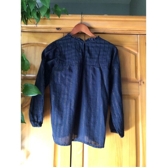 Maeve Womens Reston Metallic Striped Top Blue  Small - Picture 6 of 12